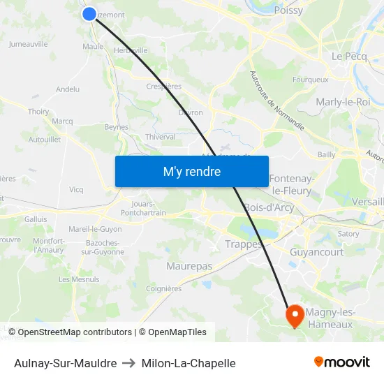 Aulnay-Sur-Mauldre to Milon-La-Chapelle map