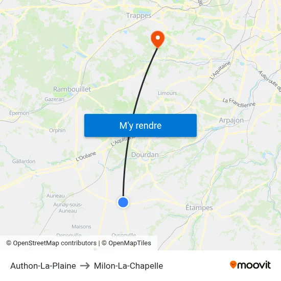 Authon-La-Plaine to Milon-La-Chapelle map