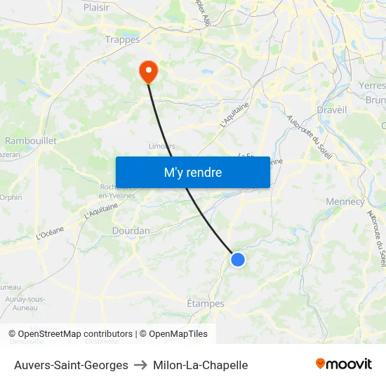 Auvers-Saint-Georges to Milon-La-Chapelle map