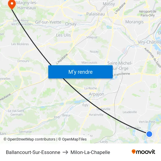 Ballancourt-Sur-Essonne to Milon-La-Chapelle map
