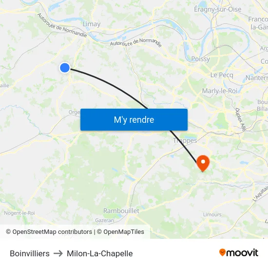 Boinvilliers to Milon-La-Chapelle map