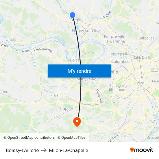Boissy-L'Aillerie to Milon-La-Chapelle map
