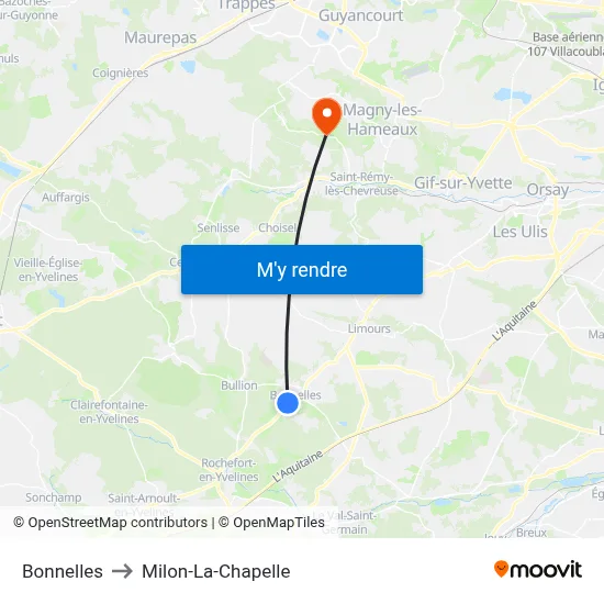 Bonnelles to Milon-La-Chapelle map