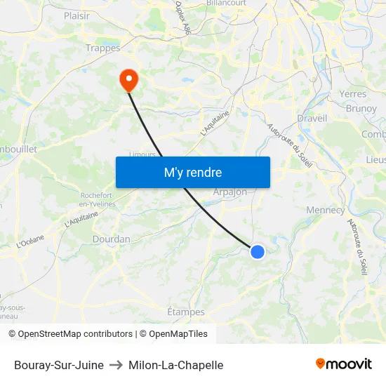 Bouray-Sur-Juine to Milon-La-Chapelle map