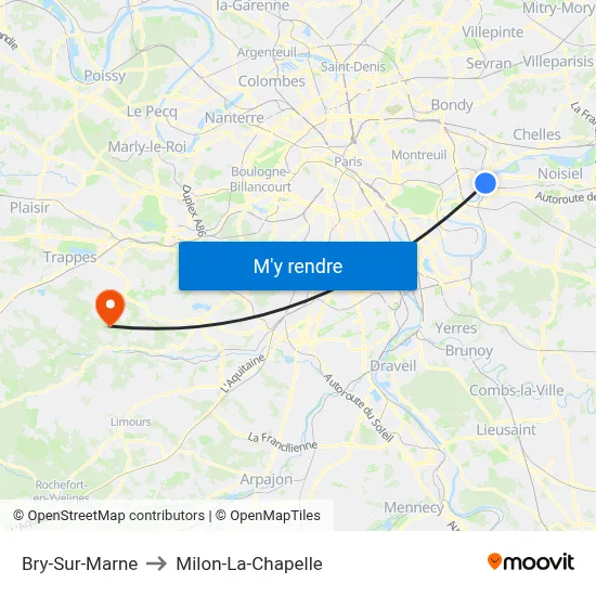 Bry-Sur-Marne to Milon-La-Chapelle map