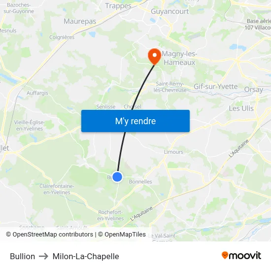 Bullion to Milon-La-Chapelle map