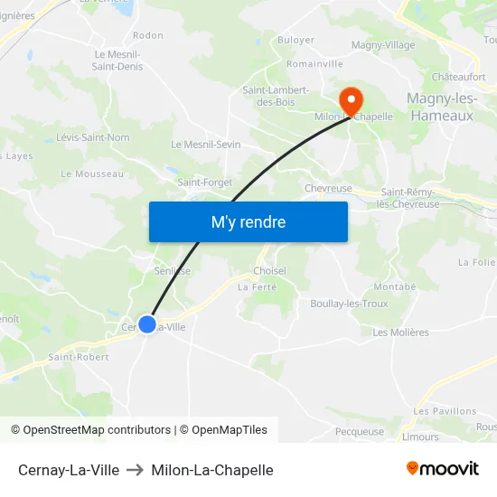Cernay-La-Ville to Milon-La-Chapelle map