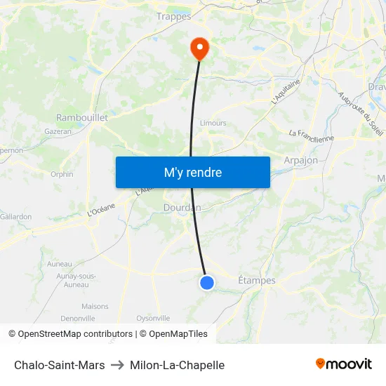 Chalo-Saint-Mars to Milon-La-Chapelle map