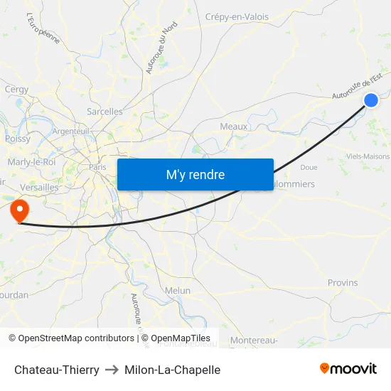 Chateau-Thierry to Milon-La-Chapelle map