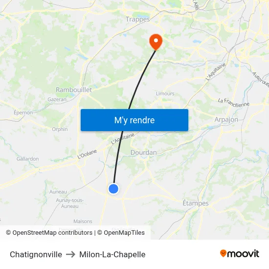 Chatignonville to Milon-La-Chapelle map