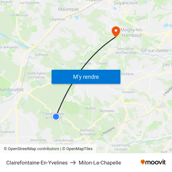 Clairefontaine-En-Yvelines to Milon-La-Chapelle map