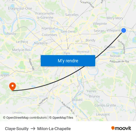 Claye-Souilly to Milon-La-Chapelle map