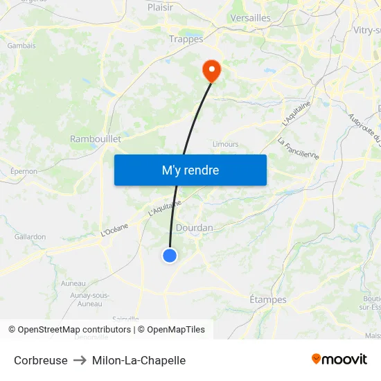 Corbreuse to Milon-La-Chapelle map