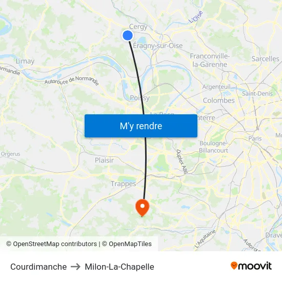 Courdimanche to Milon-La-Chapelle map