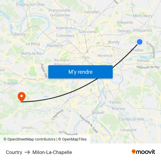 Courtry to Milon-La-Chapelle map