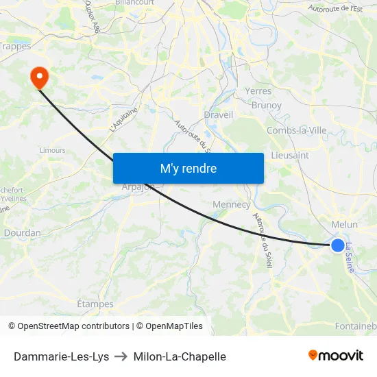 Dammarie-Les-Lys to Milon-La-Chapelle map