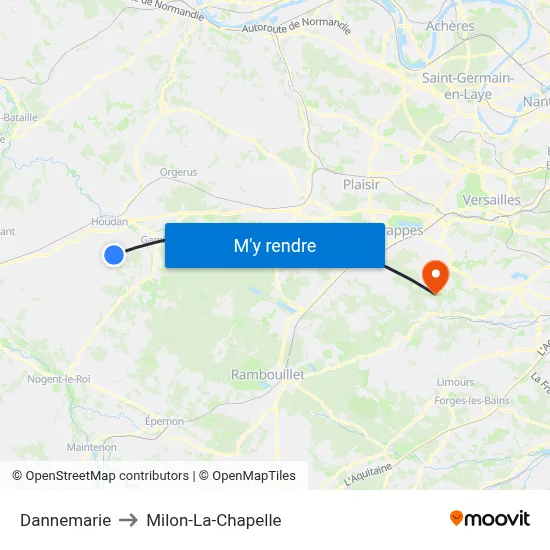 Dannemarie to Milon-La-Chapelle map
