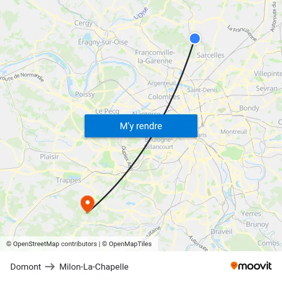 Domont to Milon-La-Chapelle map
