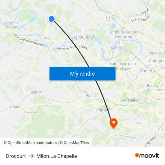 Drocourt to Milon-La-Chapelle map