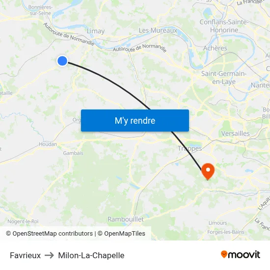 Favrieux to Milon-La-Chapelle map