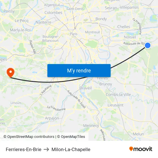 Ferrieres-En-Brie to Milon-La-Chapelle map