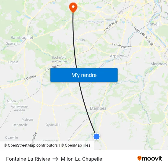 Fontaine-La-Riviere to Milon-La-Chapelle map