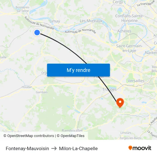Fontenay-Mauvoisin to Milon-La-Chapelle map