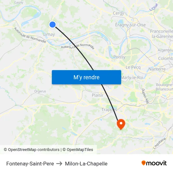 Fontenay-Saint-Pere to Milon-La-Chapelle map