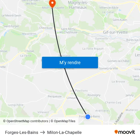 Forges-Les-Bains to Milon-La-Chapelle map