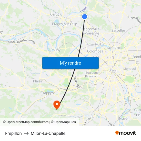 Frepillon to Milon-La-Chapelle map