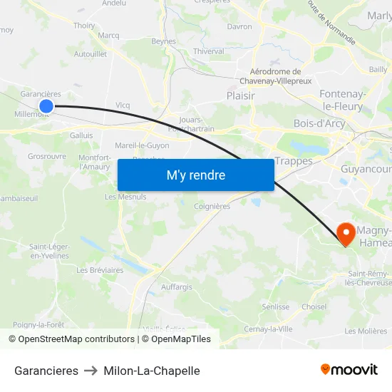 Garancieres to Milon-La-Chapelle map