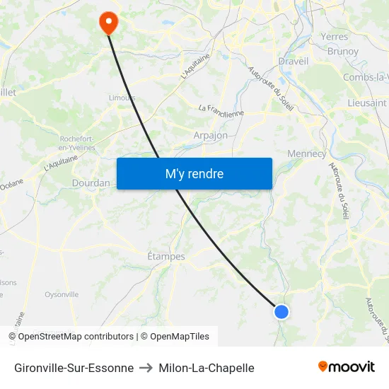 Gironville-Sur-Essonne to Milon-La-Chapelle map