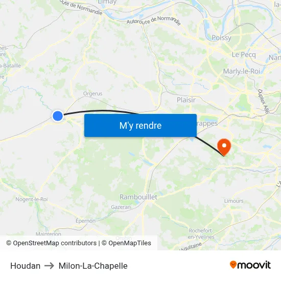 Houdan to Milon-La-Chapelle map