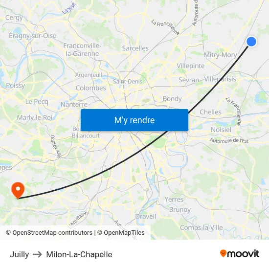 Juilly to Milon-La-Chapelle map