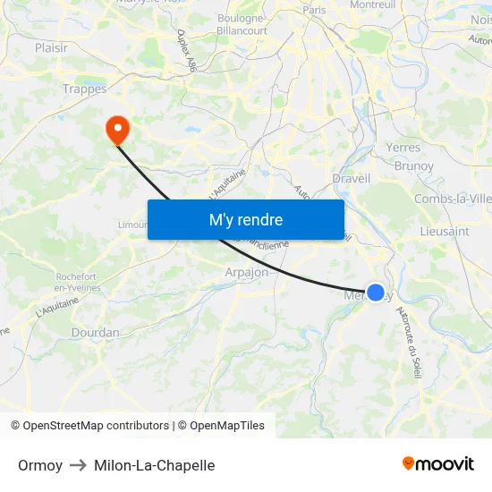 Ormoy to Milon-La-Chapelle map