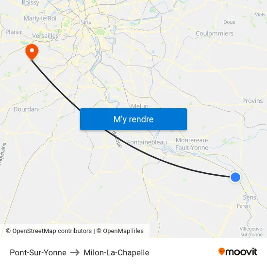 Pont-Sur-Yonne to Milon-La-Chapelle map