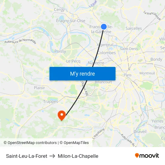Saint-Leu-La-Foret to Milon-La-Chapelle map