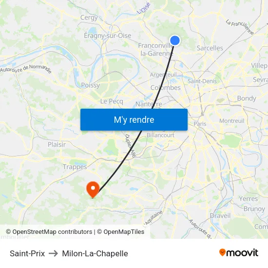 Saint-Prix to Milon-La-Chapelle map
