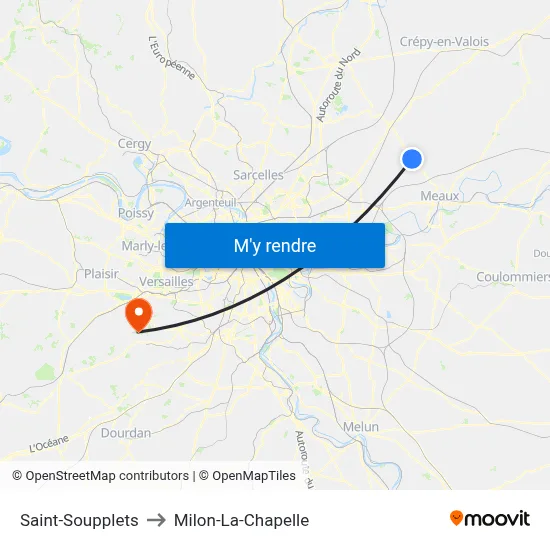 Saint-Soupplets to Milon-La-Chapelle map
