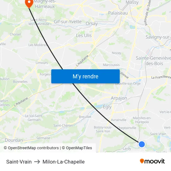 Saint-Vrain to Milon-La-Chapelle map
