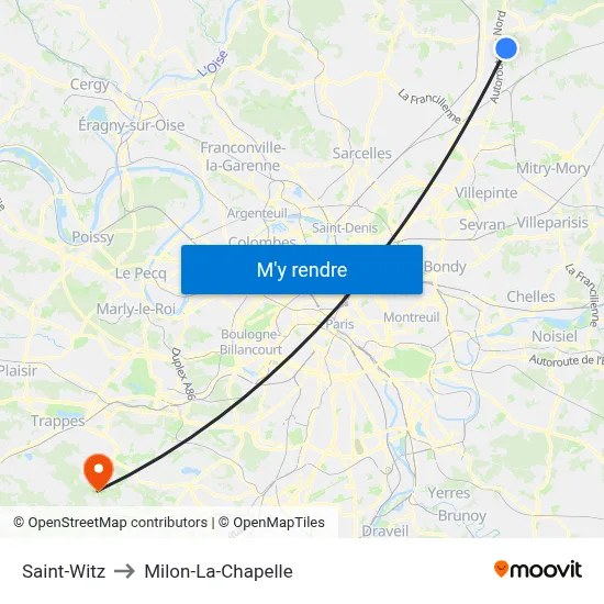 Saint-Witz to Milon-La-Chapelle map
