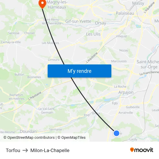 Torfou to Milon-La-Chapelle map