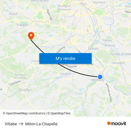 Villabe to Milon-La-Chapelle map