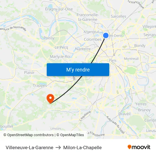 Villeneuve-La-Garenne to Milon-La-Chapelle map