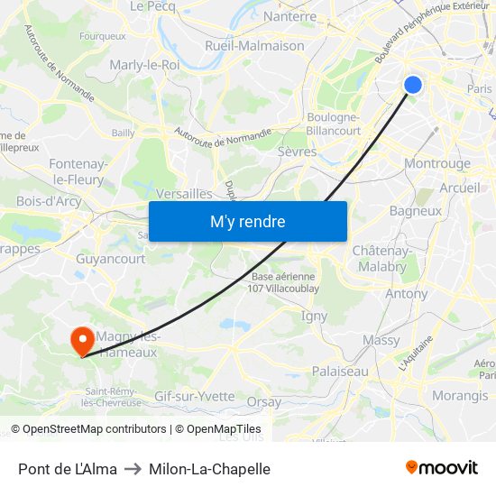 Pont de L'Alma to Milon-La-Chapelle map