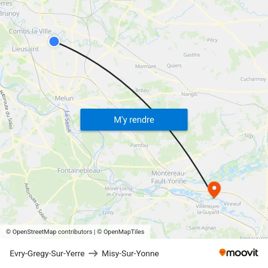 Evry-Gregy-Sur-Yerre to Misy-Sur-Yonne map