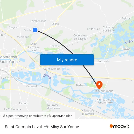 Saint-Germain-Laval to Misy-Sur-Yonne map