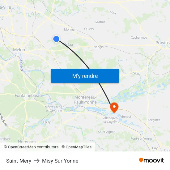Saint-Mery to Misy-Sur-Yonne map
