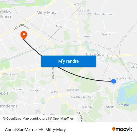 Annet-Sur-Marne to Mitry-Mory map