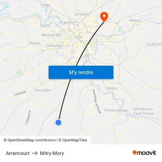 Arrancourt to Mitry-Mory map